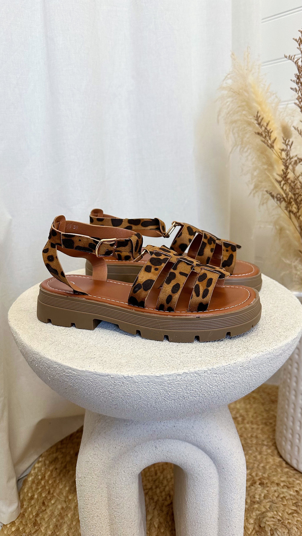 Chunky Sole Gladiator Sandals - LEOPARD PRINT