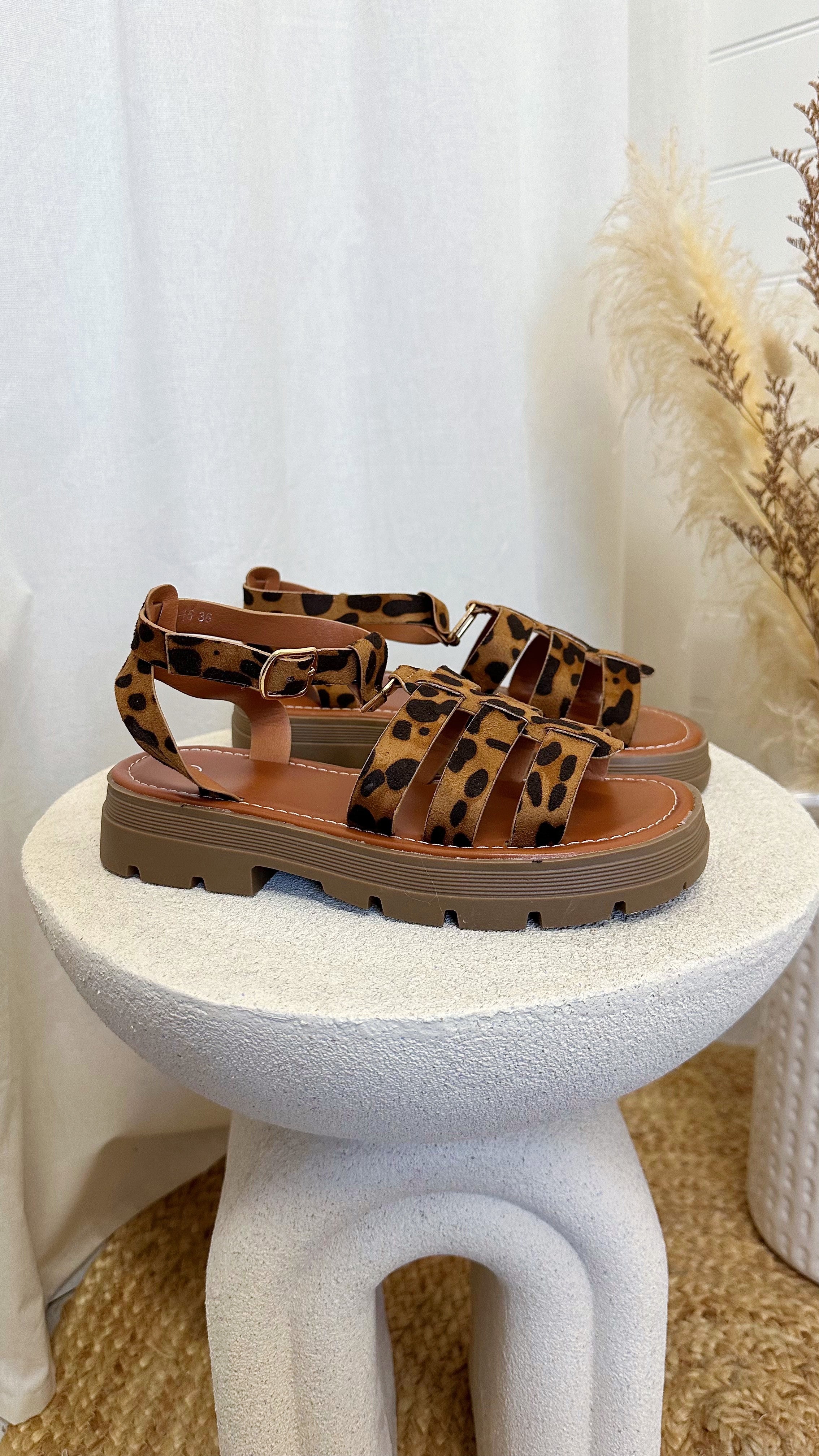 Chunky Sole Gladiator Sandals - LEOPARD PRINT