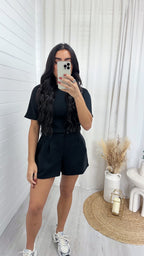 Basic Jersey T-Shirt and Shorts Co-Ord - BLACK