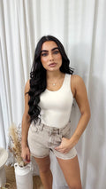 Basic Racer Bodysuit - BEIGE