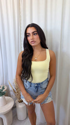 Basic Square Neck Vest Top - LEMON