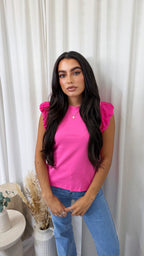 Tulle Sleeve Vest Top - PINK