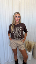 Military Embroidered T-Shirt - BROWN