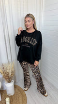 Brooklyn Leopard Print Sweatshirt - BLACK