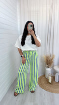 Neon Lightweight Stripe Trousers - NAVY/YELLOW