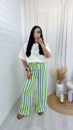 Neon Lightweight Stripe Trousers - NAVY/YELLOW