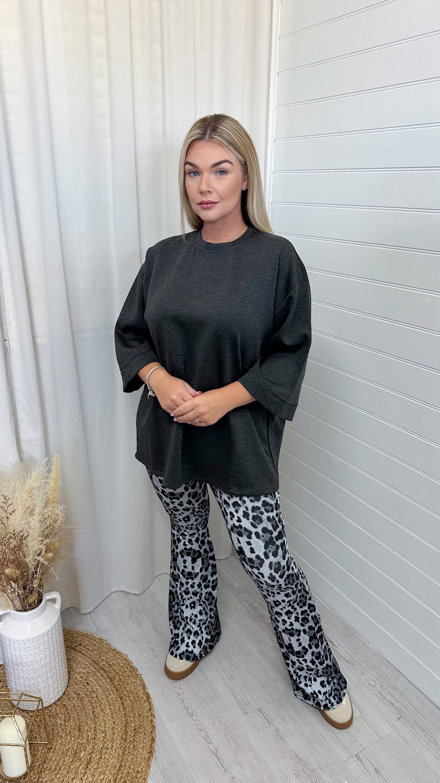 Drop Sleeve Oversized T-Shirt - DARK GREY