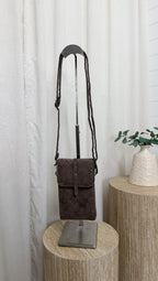 Suede Studded Mini Cross Body Bag - STONE