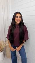 Box Sleeve Soft Cotton T-Shirt - BURGUNDY