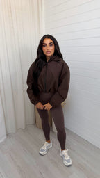 Cropped Athletic Bomber Jacket - BROWN