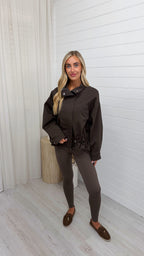 Toggle Hem Utility Jacket - BROWN