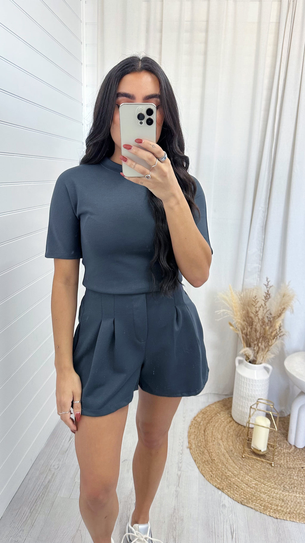 Basic Jersey T-Shirt and Shorts Co-Ord - SLATE