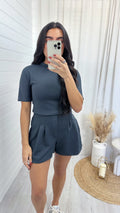 Basic Jersey T-Shirt and Shorts Co-Ord - SLATE