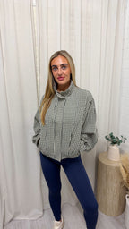 Lightweight Check Bomber Jacket - CREAM/BLACK