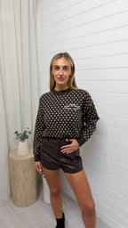 Los Angeles Polka Dot Knitted Jumper - BROWN