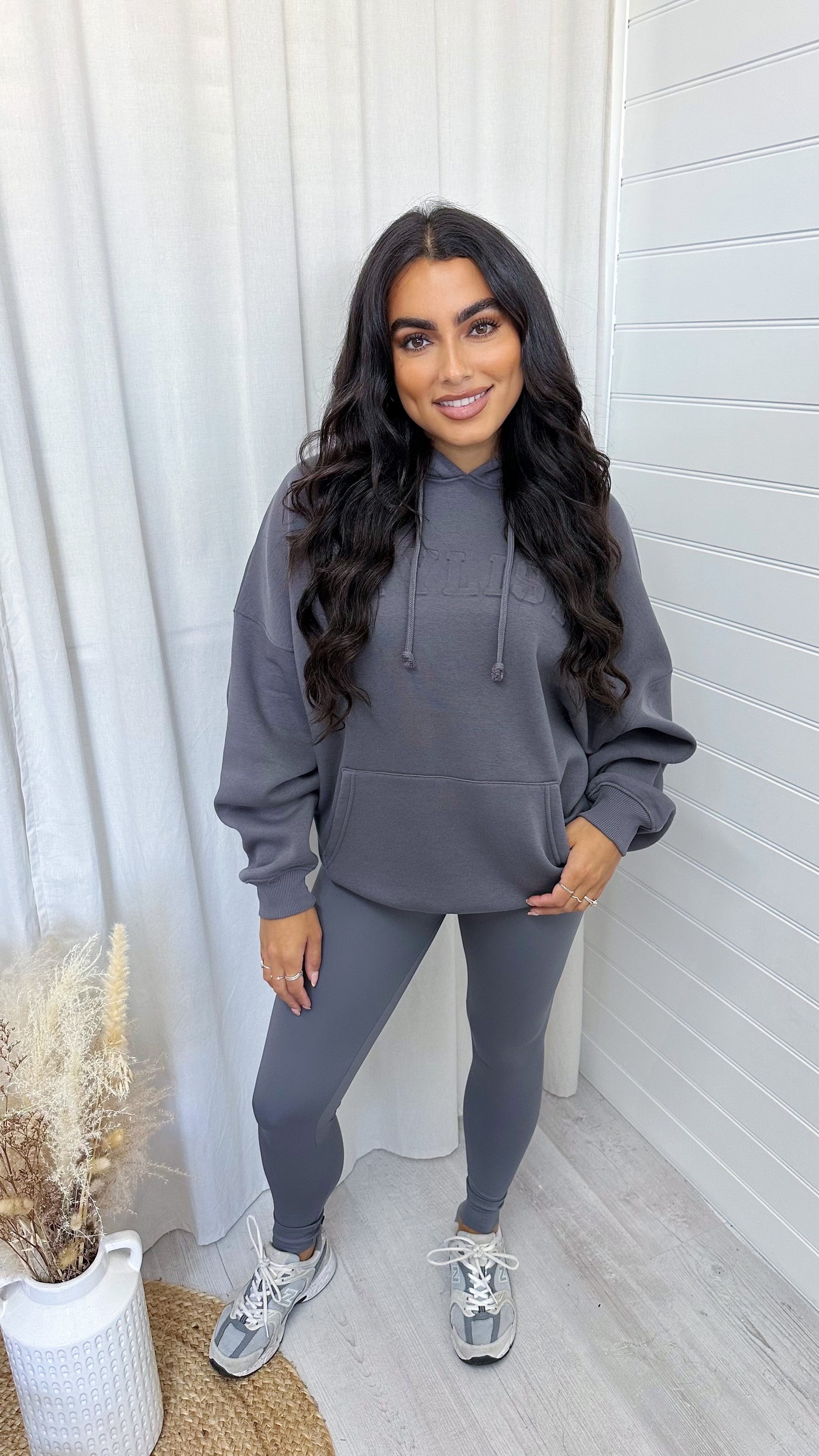 Embossed Stylist Oversized Hoodie - CHARCOAL