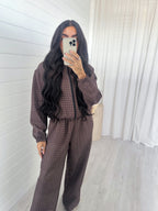 Check Wide Leg Co-ord - BROWN