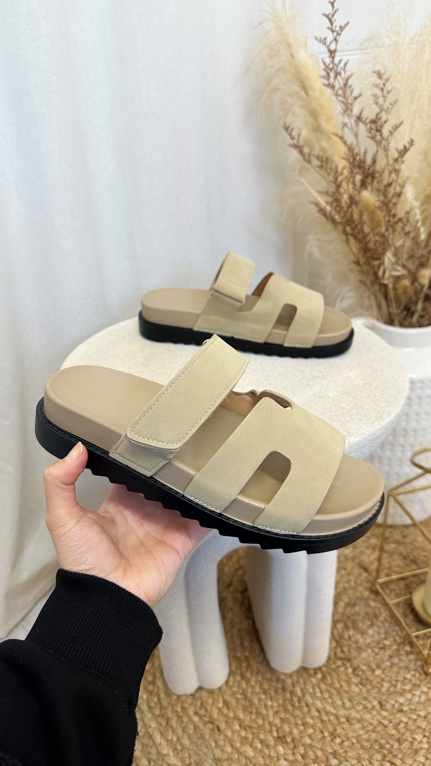 Inspired Chunky Sole Sandals - LIGHT BEIGE