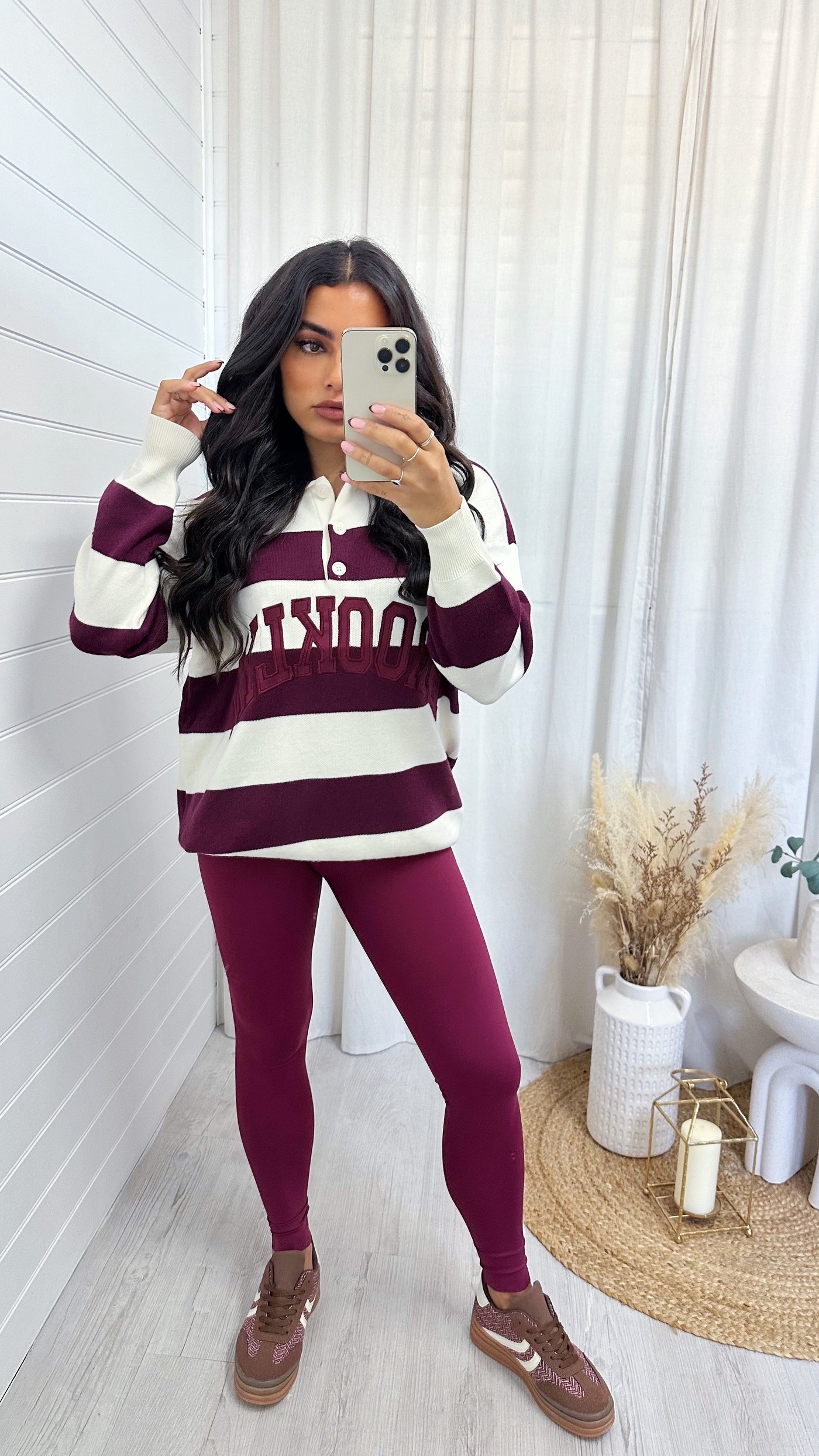 Stripey Soft Knitted Brooklyn Jumper - WINE