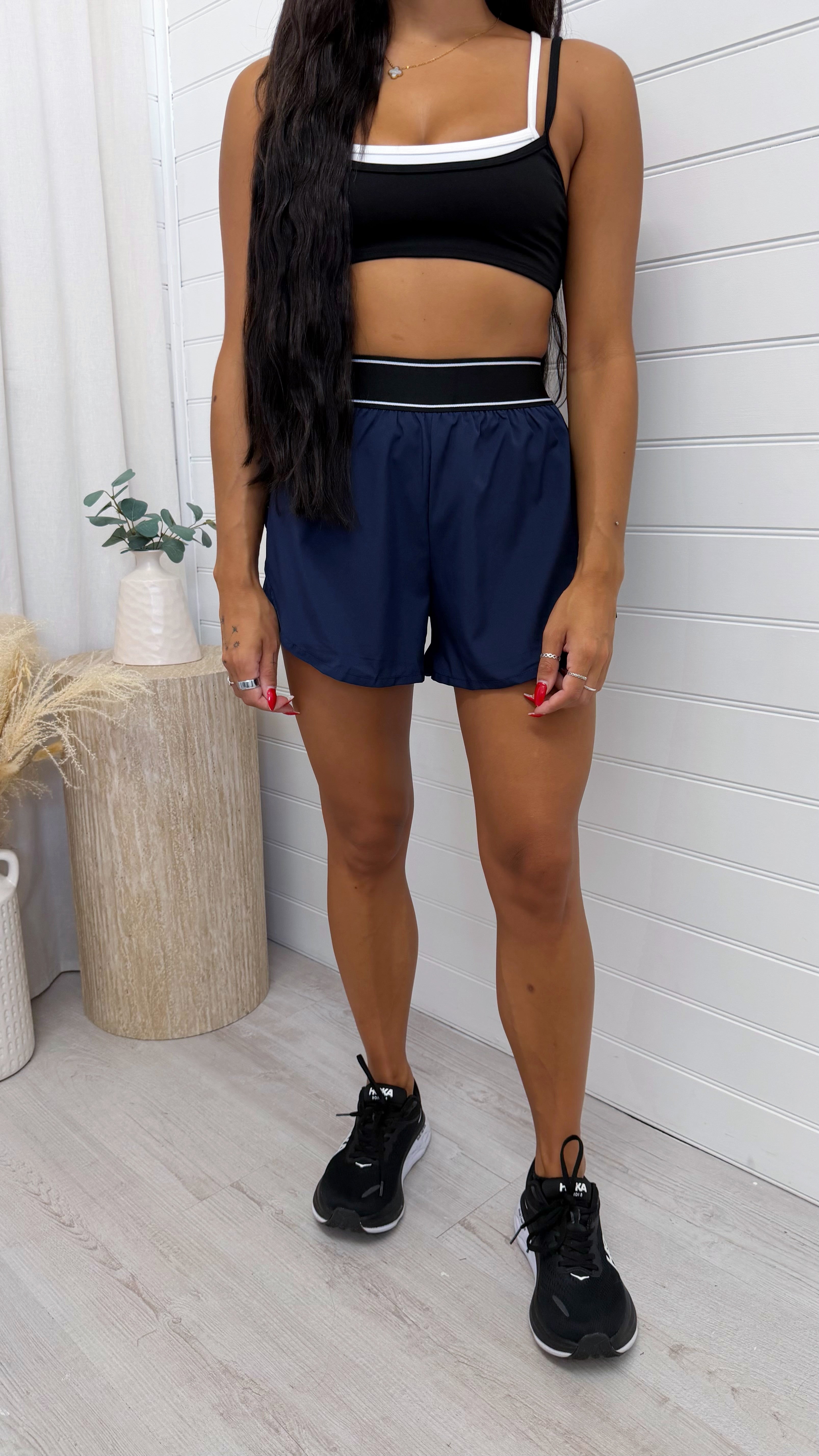 Boxer Waist Band Runner Shorts - NAVY