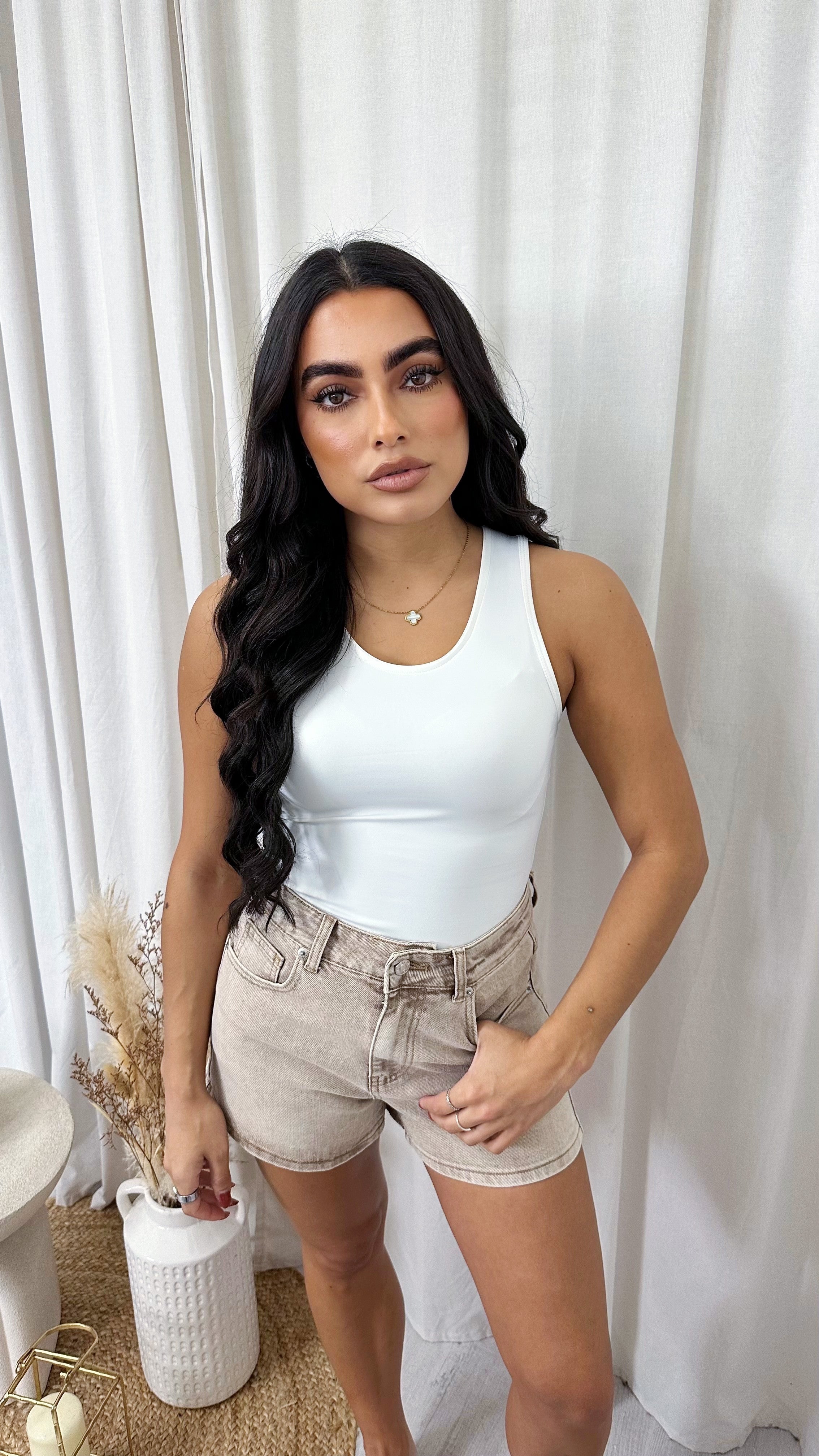 Basic Racer Bodysuit - WHITE