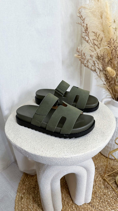 Inspired Chunky Sole Sandals - KHAKI