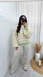 Bubble Knit Balloon Sleeve Jumper - MULTI PASTEL