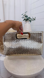 Sculpted Handle Mini Handbag - METALLIC