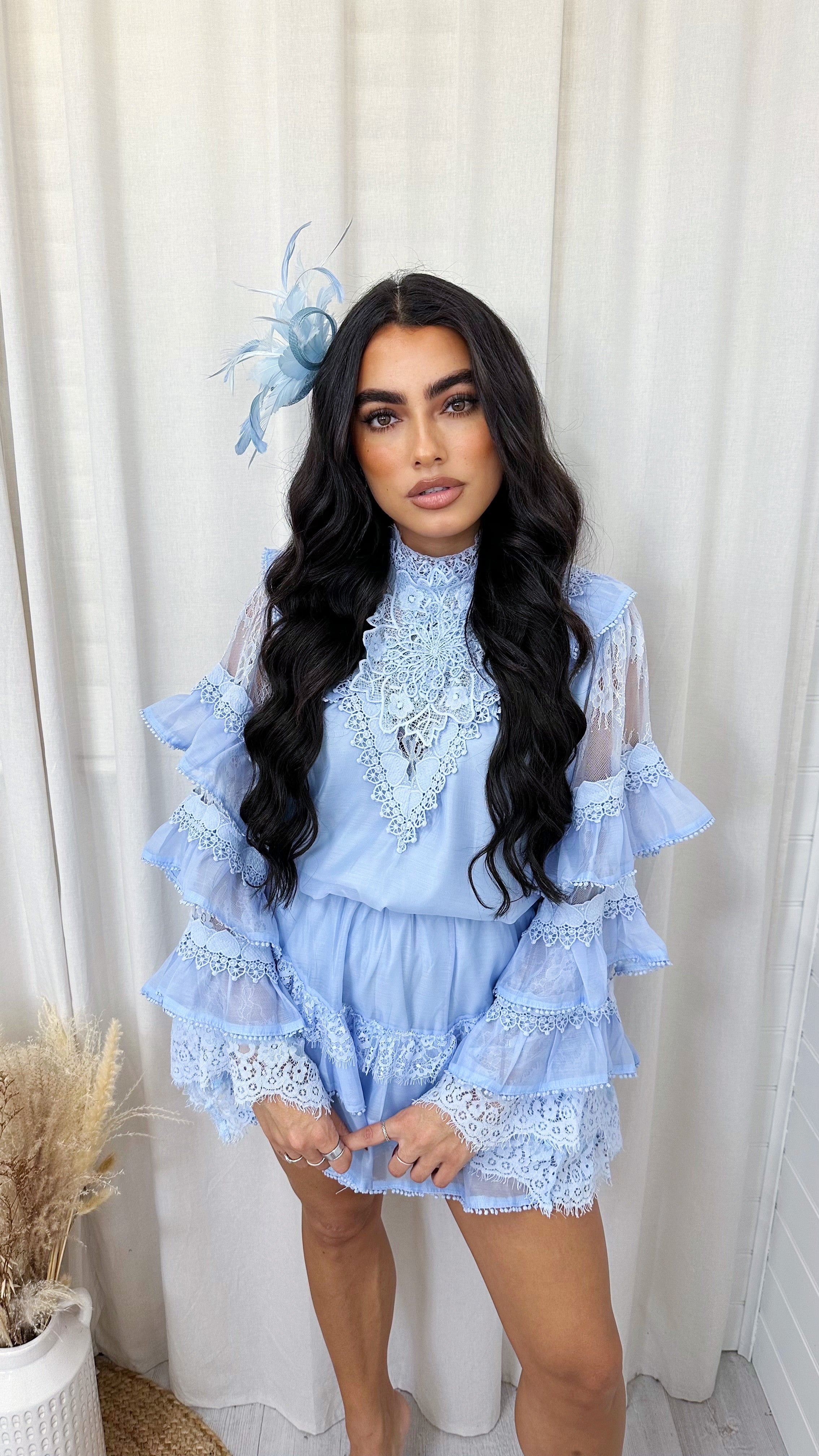 Layered Frill Lace Top and Skort Co-Ord - BLUE