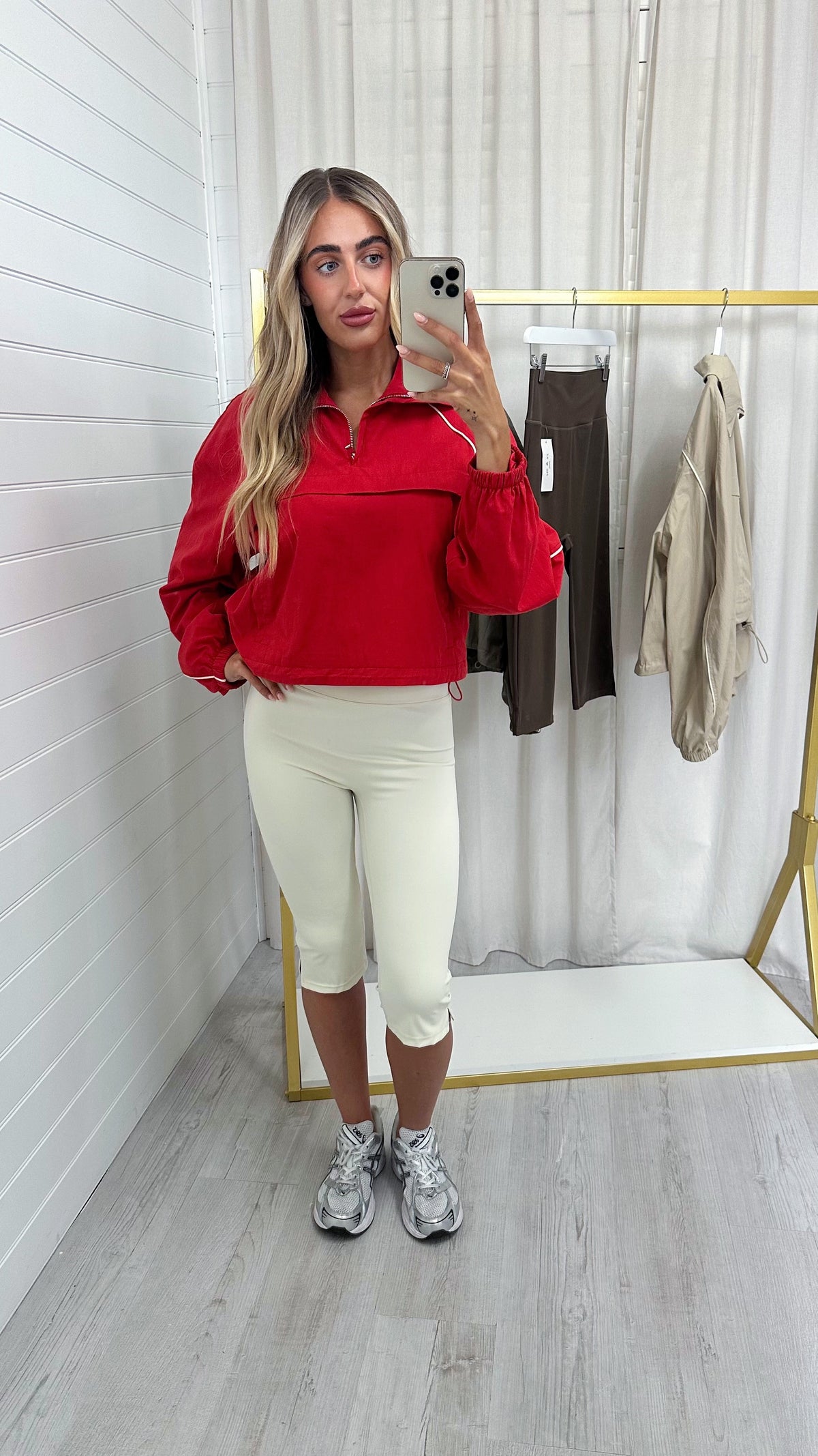 Piped Half Zip Windbreaker - RED