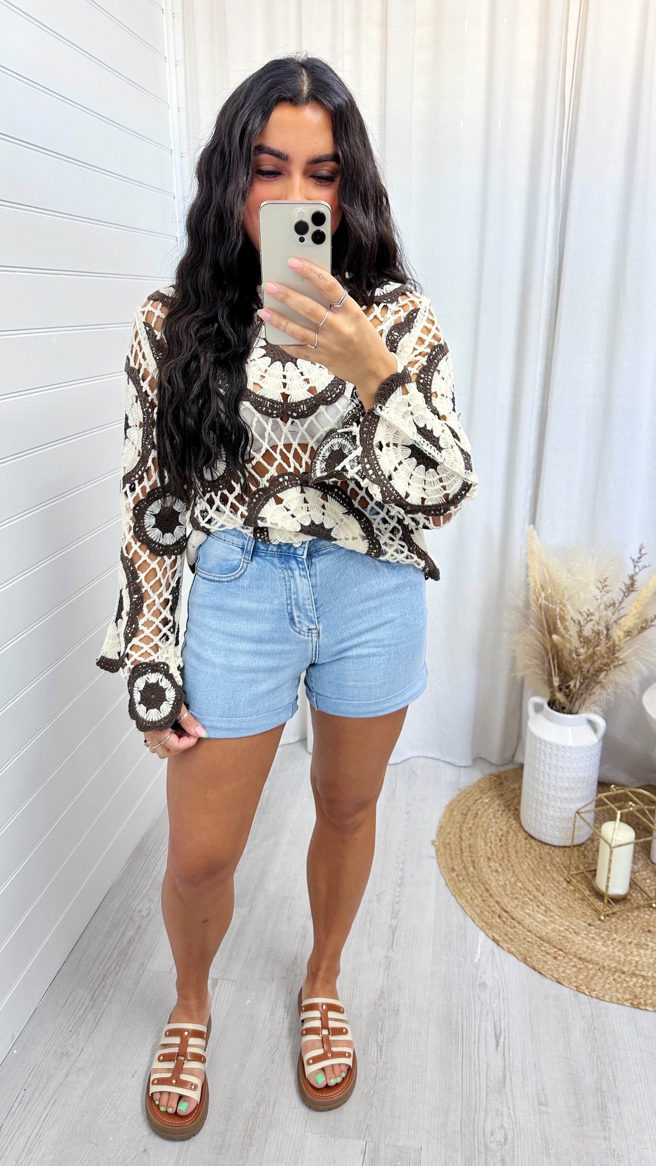 High Waisted Plain Denim Shorts - LIGHT BLUE