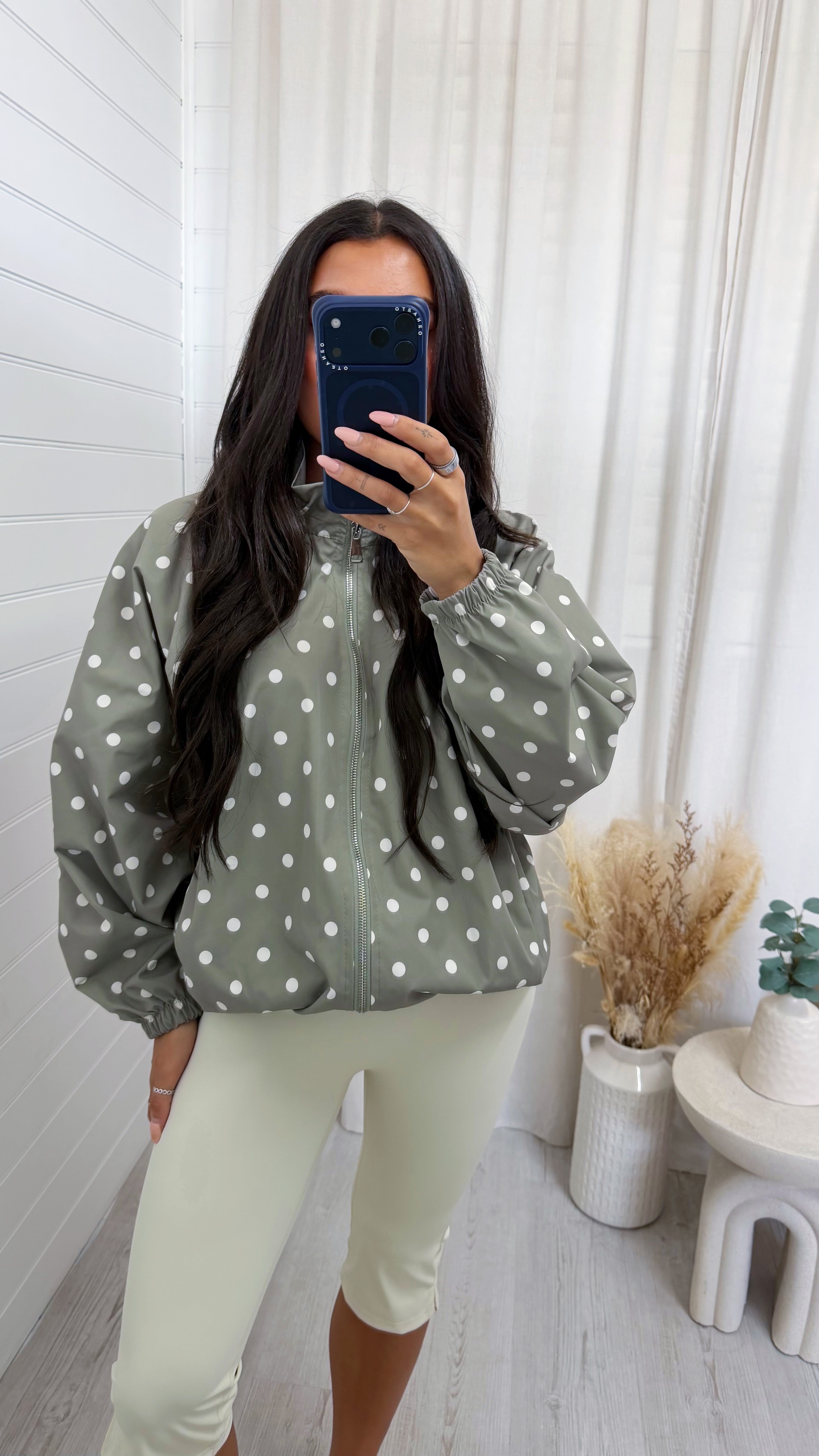 Polka Dot Lightweight Jacket - SAGE