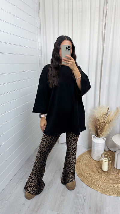 Drop Sleeve Oversized T-Shirt - BLACK