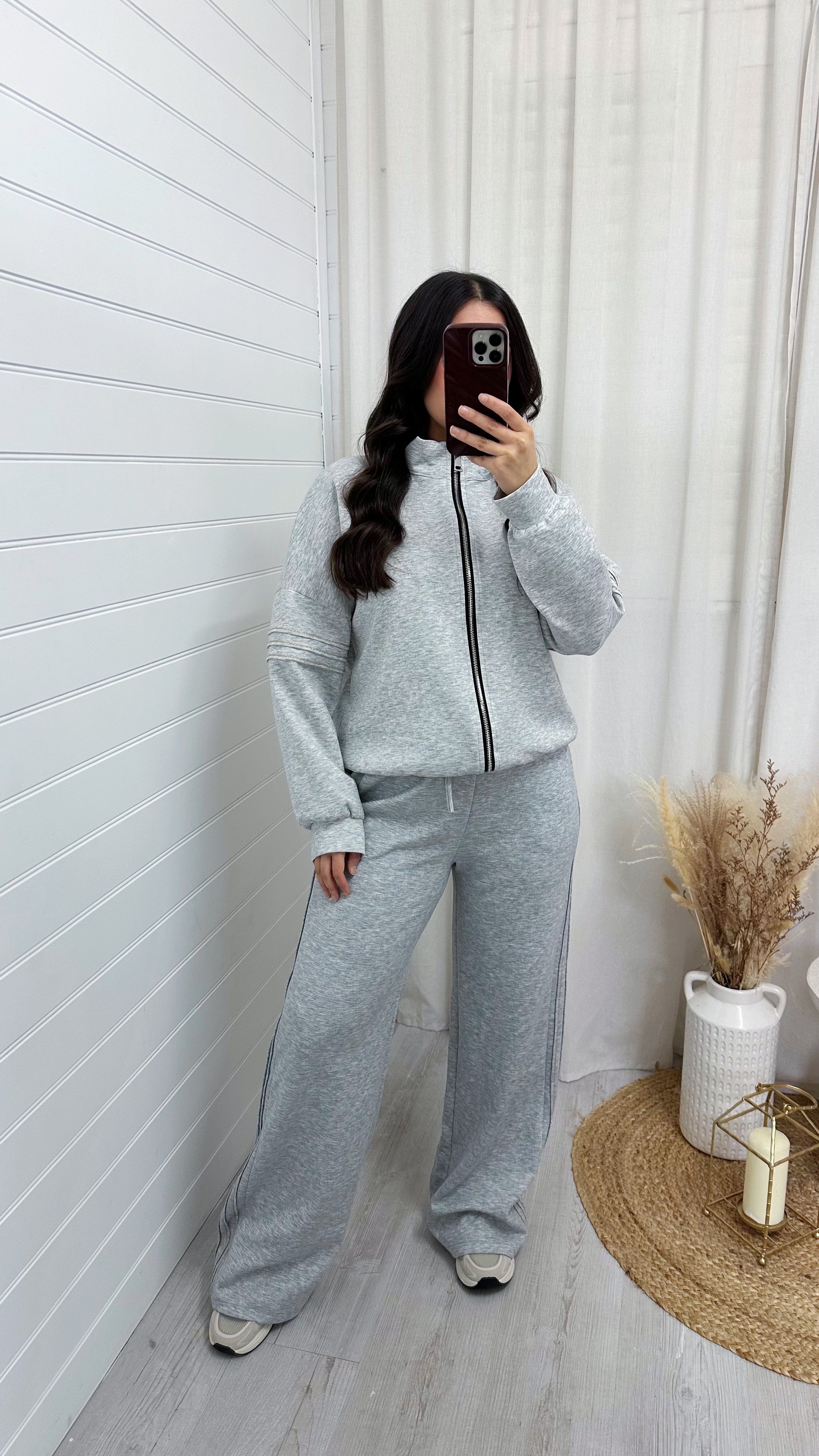 Gold Embroidered Bomber Jacket and Joggers Tracksuit - GREY