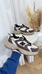 Chunky Sole Mesh Trainers - BROWN/TAUPE