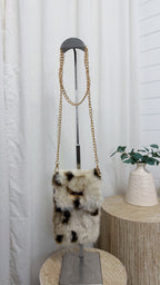 Speckled Faux Fur Mini Bag - CREAM