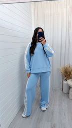 Chunky Stripe Sweatshirt and Joggers Tracksuit - BLUE