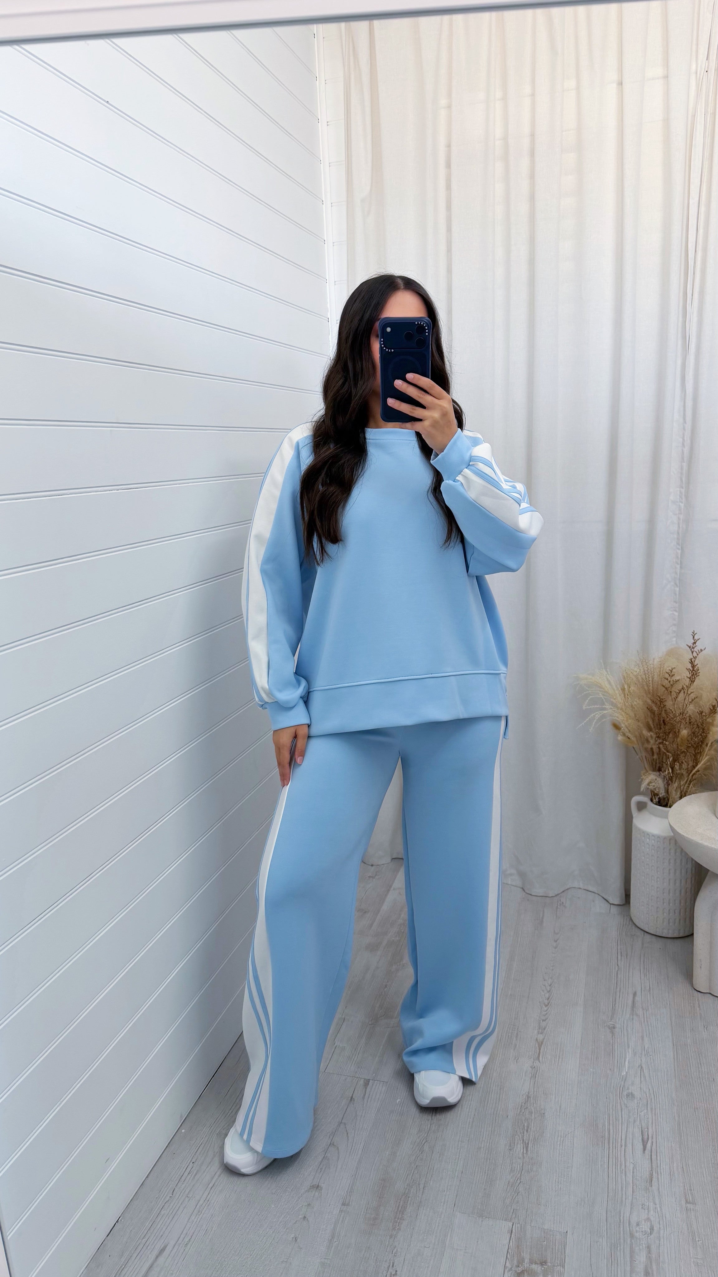 Chunky Stripe Sweatshirt and Joggers Tracksuit - BLUE