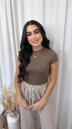 Basic Ribbed T-Shirt - TAUPE