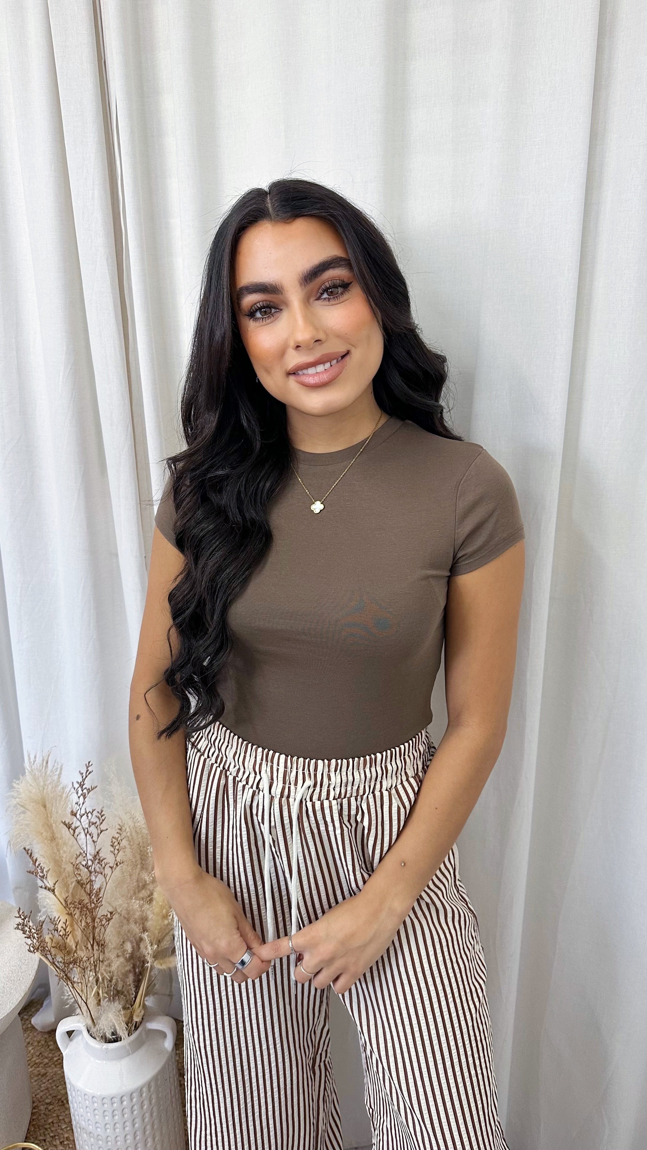 Basic Ribbed T-Shirt - TAUPE