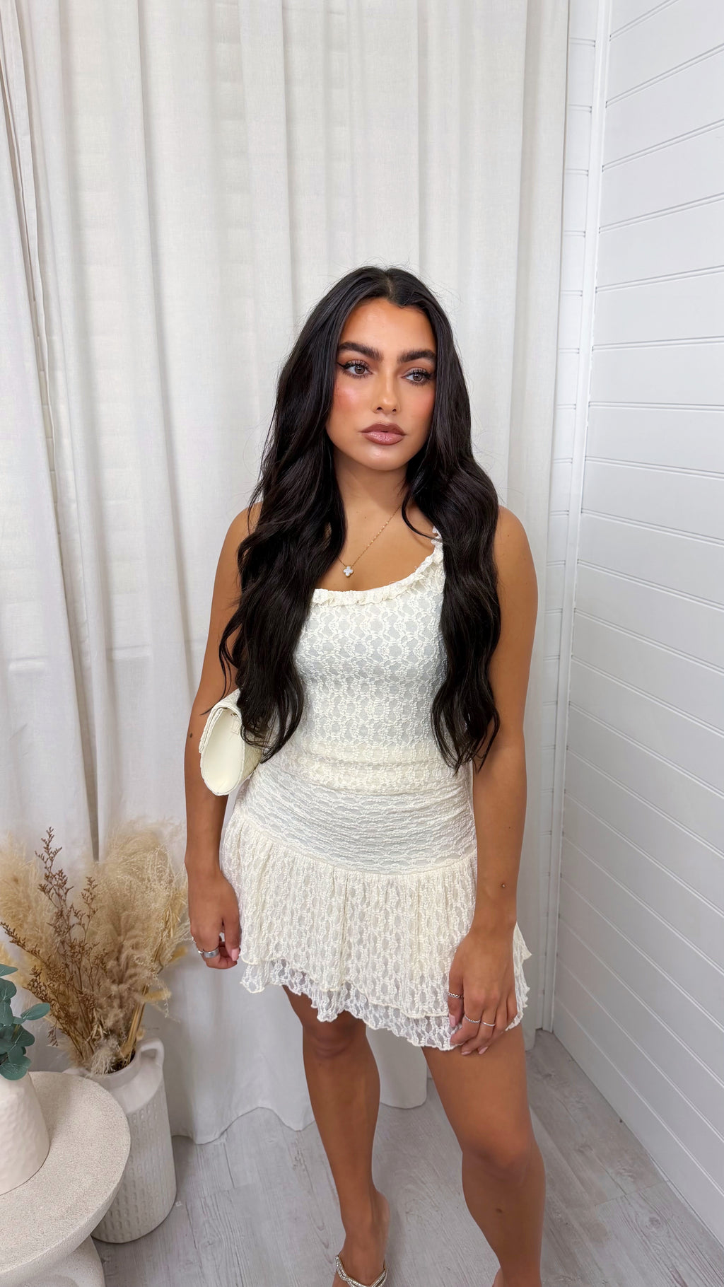 Lace Crop Top and Skirt Co-Ord - CREAM