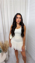 Lace Crop Top and Skirt Co-Ord - CREAM