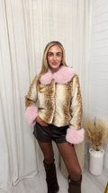 Fluffy Cuffed Faux Fur Deer Jacket - BABY PINK