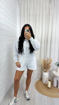Cropped Jacket and Shorts Co-Ord - LIGHT GREY