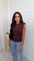 Tulle Sleeve Vest Top - BROWN