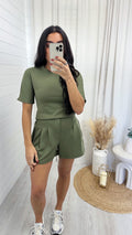 Basic Jersey T-Shirt and Shorts Co-Ord - KHAKI