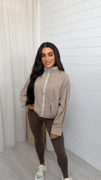 Lightweight Check Bomber Jacket - CREAM/BROWN