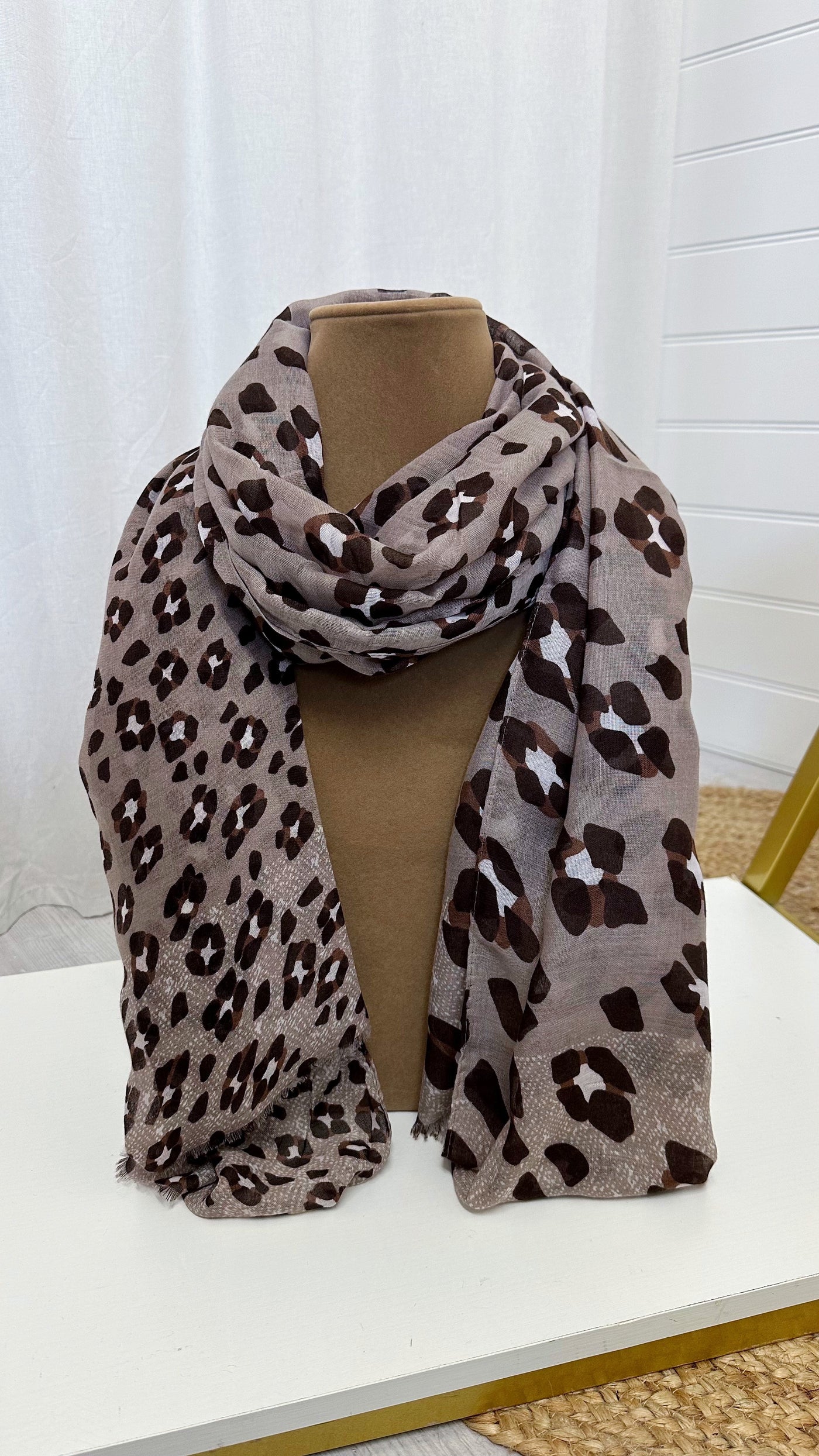 LOTTIE Leopard Print Soft Touch Scarf - MOCHA