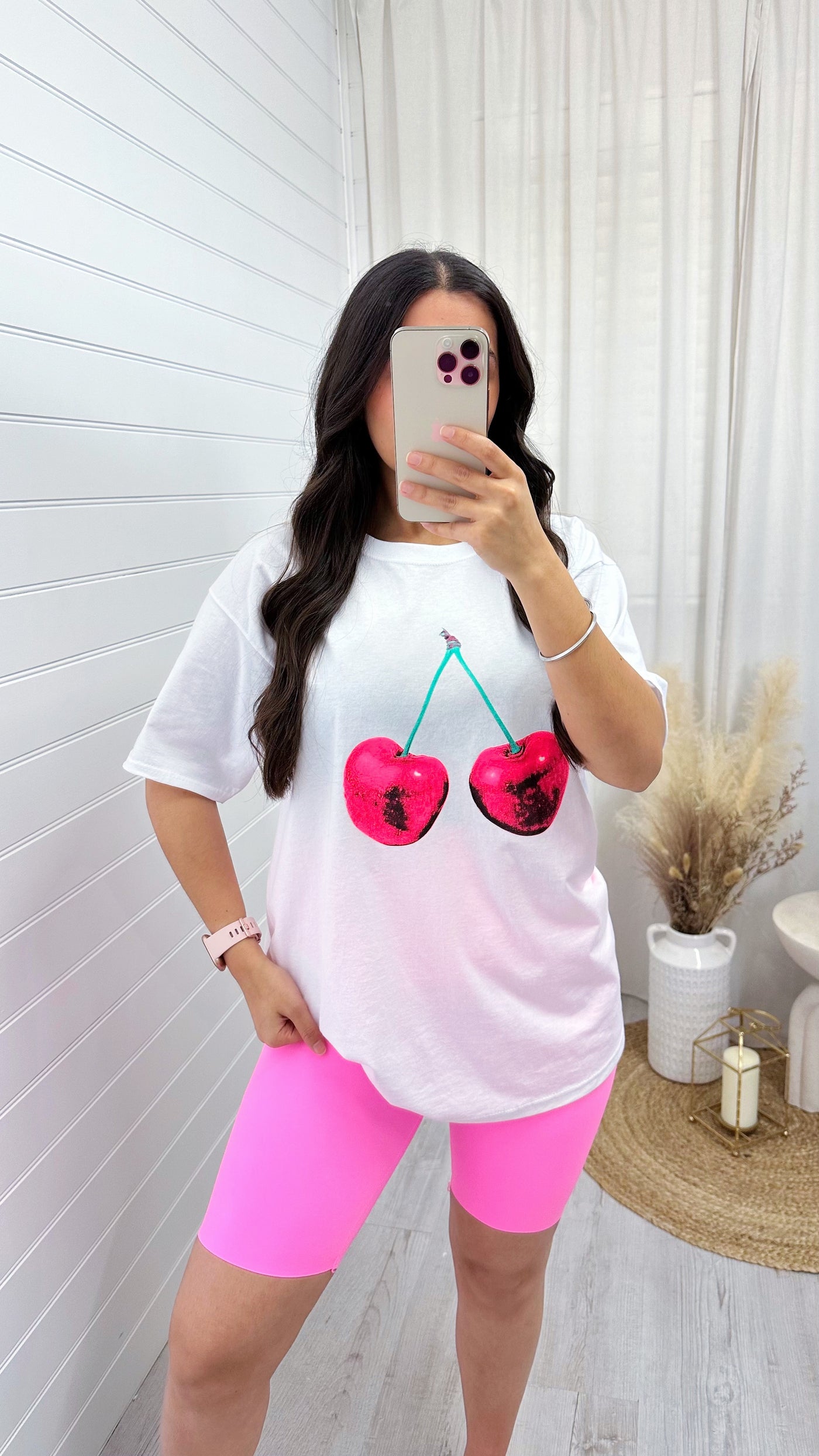 Oversized Cherry T-Shirt - WHITE