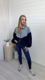 Gingham Puff Ball Jacket - NAVY